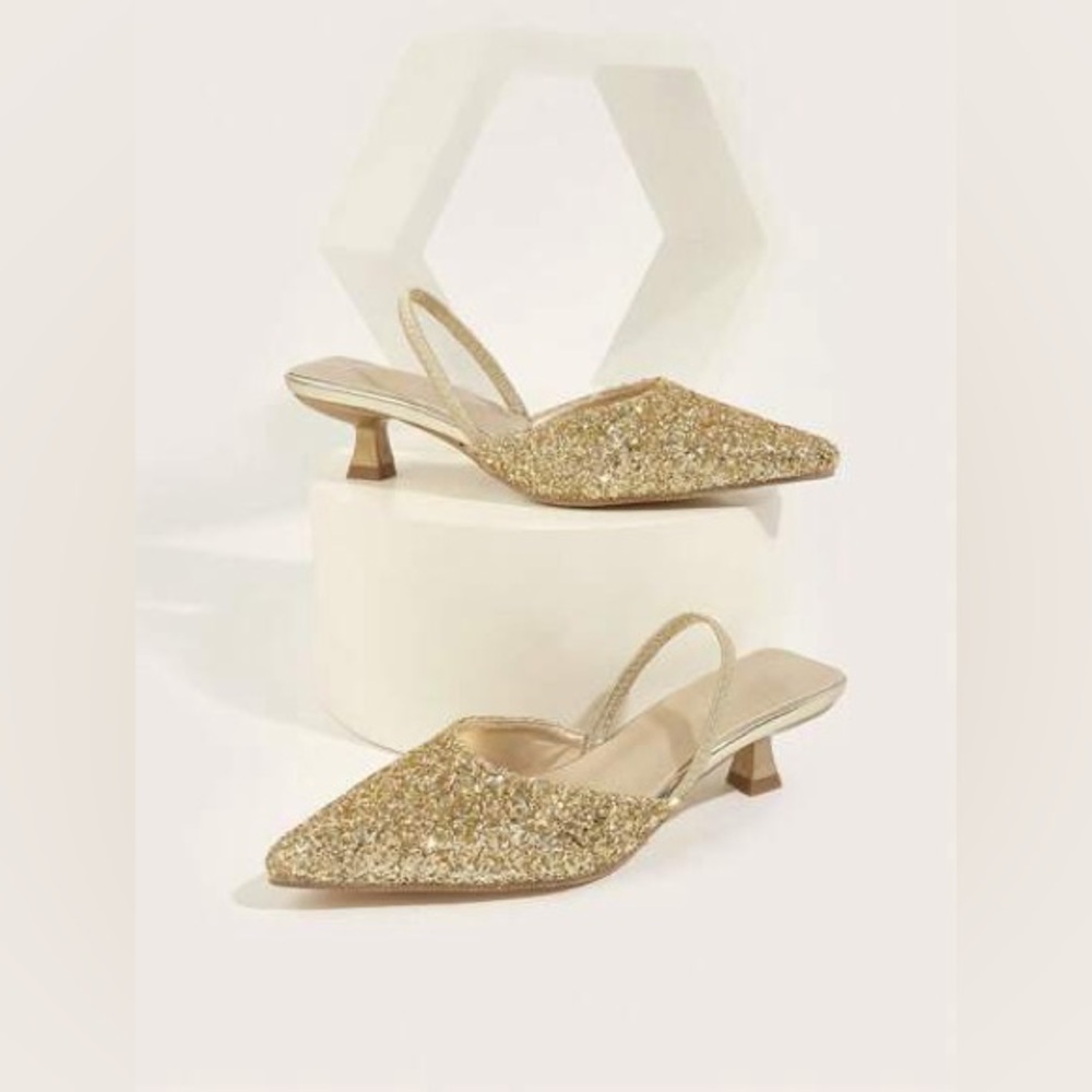 Elegant Gold Women's Slingback Heels